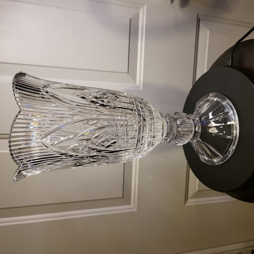 #2 Huge German Crystal Hurricane Vase Vintage 14" - Picture 2 of 9
